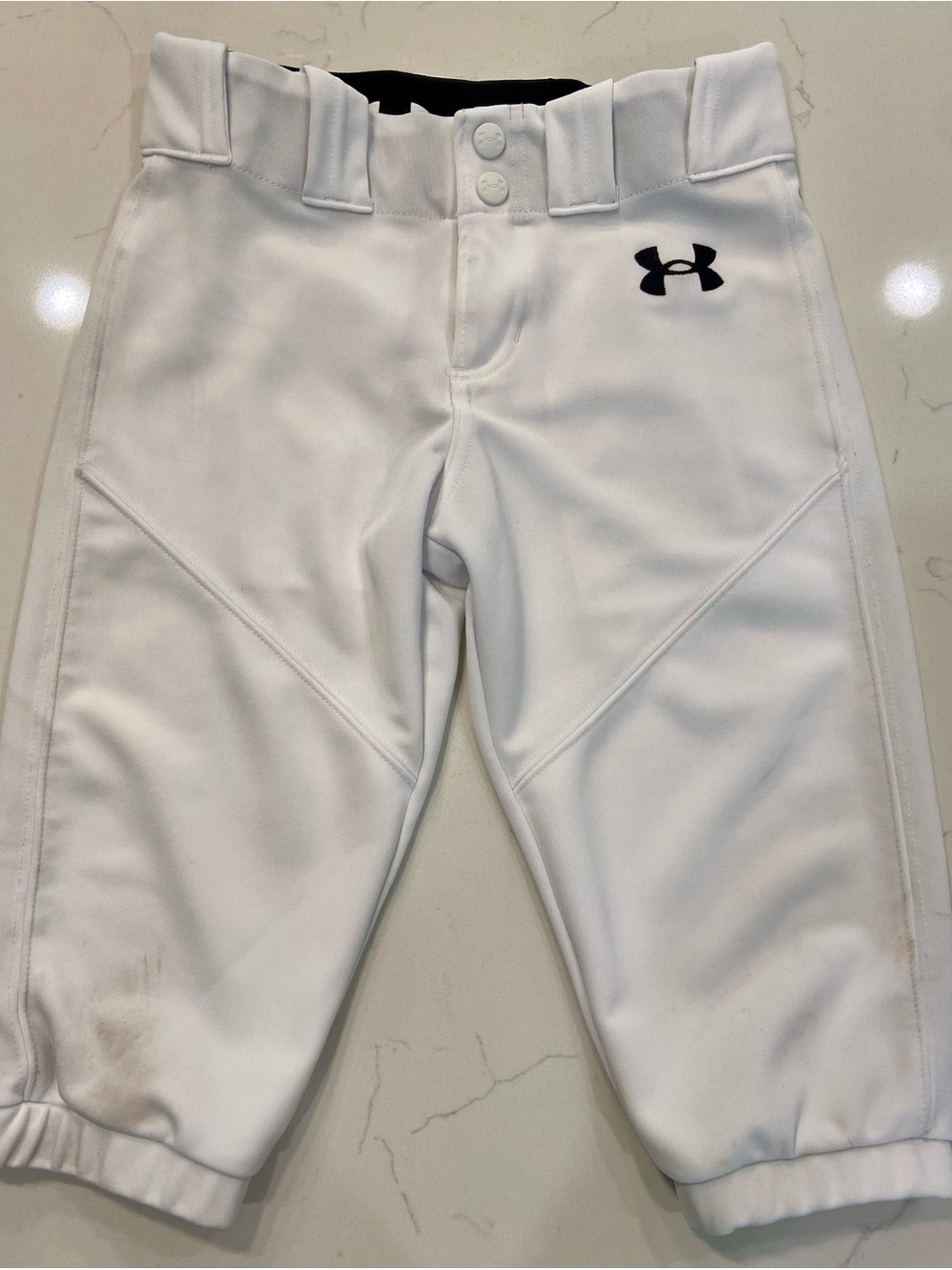 Under Armour White Kids' Baseball Shorts with Black Logo